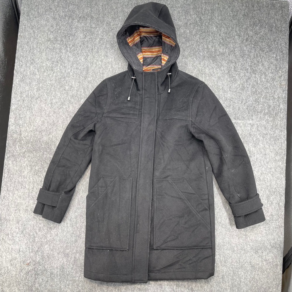 Pendleton Coat Womens Extra Small Wool Blend Parka Jacket Black Stripe Lining